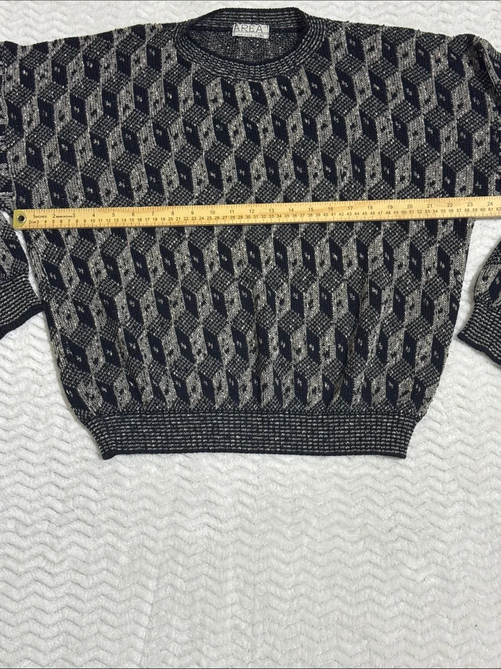 Vintage Area by Tag Mens Size L Geometric Grandpa Crewneck Sweater Made In USA